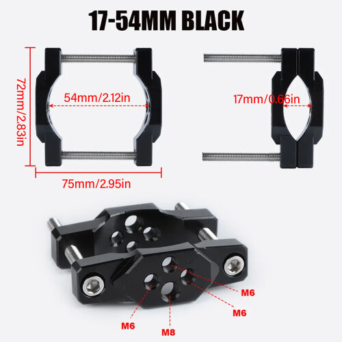 Collier de fixation universel pour lampe de fourche, extension 17-54 mm 1