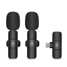 PULUZ PU3151B Ein-Auslöser-zwei Mini 2,4G Drahtloses Mikrofon-System Einsteckmikrofon, 20M Übertragungsreichweite Integrierter Akku Plug-an