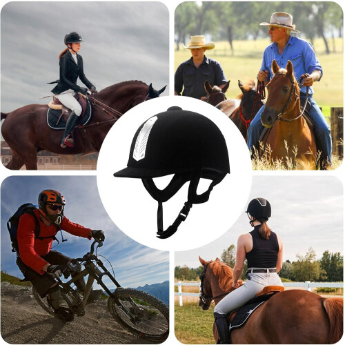 Reithelm Adjustable Riding Helmet, Breathable ABS Shell, One Size Fits Most, Matte Black 2