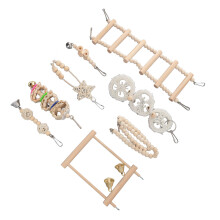 8 pièces - Ensemble de jouets à mâcher pour perroquet - pin, couleur bois