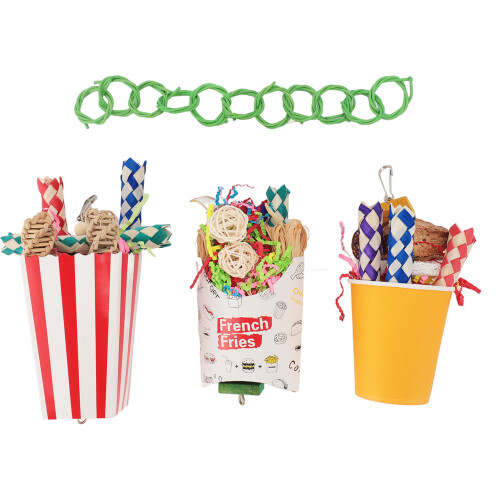 Futterbecher-Vogelspielzeug 3er-Set – Farbe zufällig 1
