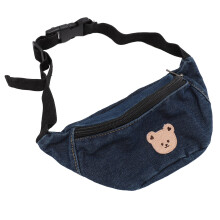Marsupio in tela con orso per bambini 24x6x12 cm Blu scuro