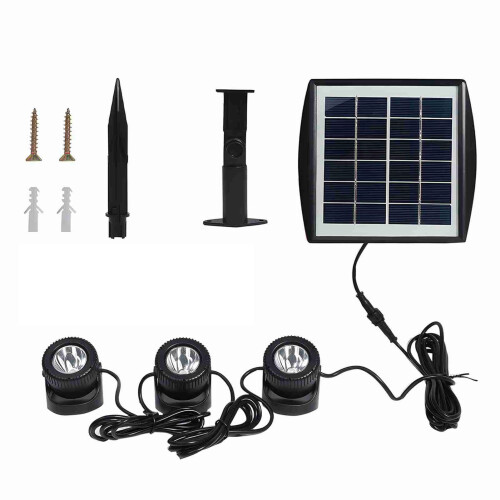 Solar-Gartenleuchte 6V/3,5W, 2200mAh, 9,8 ft, Schwarz 2