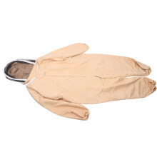 Light Coffee Canvas Beekeeping Suit with Gloves, Full Body Protective Clothing