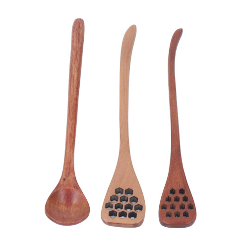3 piezas de palitos para miel de madera natural, mango largo 1