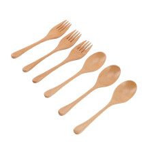 3-teiliges japanisches Buche-Holz-Gabel- und Löffel-Besteck-Set