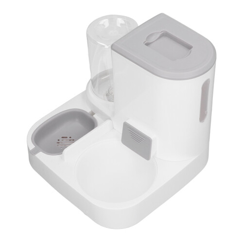 Large Capacity 2-in-1 Automatic Cat Feeder & Waterer Set 27x27x24.5cm Grey