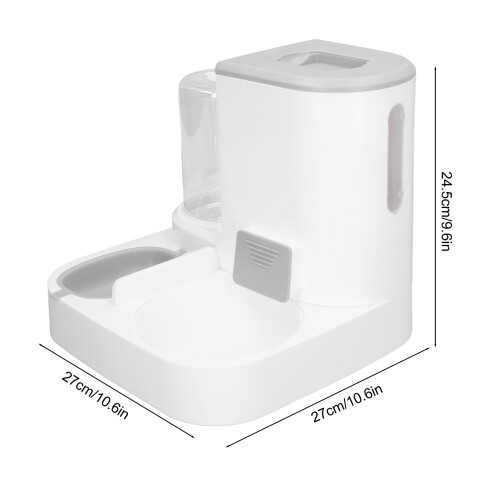 Large Capacity 2-in-1 Automatic Cat Feeder & Waterer Set 27x27x24.5cm Grey 1