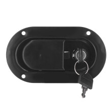 D Unit 140x78mm Manija de cierre para caja de herramientas, 2 llaves, negro