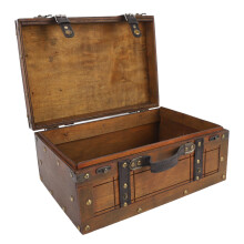 Wooden Chest Portable With Alloy Fittings Exquisite Craftsmanship Large Capacity For Home Books Jewelry