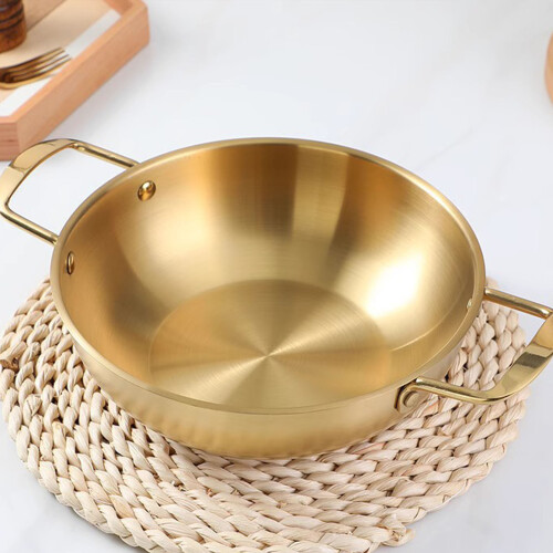 Olla para ramen pequeña con asa, 22 cm, dorada 2