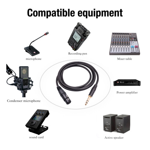 Cavo TRS da 6,35 mm a XLR 1 m nero compatibile con 48 V 1