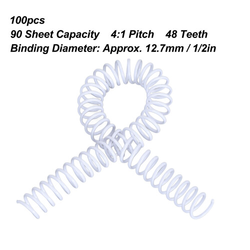 Spirale de reliure 12,7 mm, 90 feuilles, 48 dents, 4:1, blanc 1