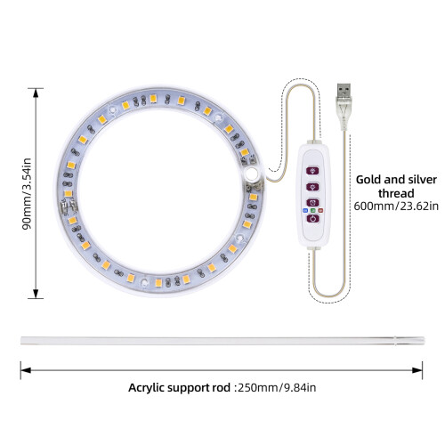 Luce di crescita a 3 teste 6.2W 600x90mm 4000K USB 1