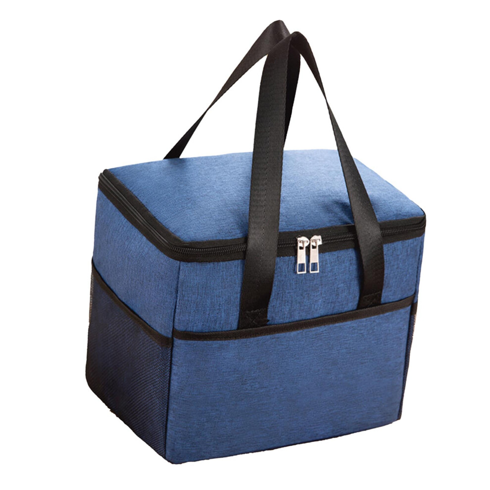 Insulated Lunch Bag Oxford Cloth 24x21x18cm Navy Blue for Office & Picnic-image-OPC-PJDWYMJ-NEW