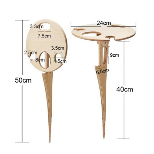 Mesa redonda de madera maciza plegable para botella 1