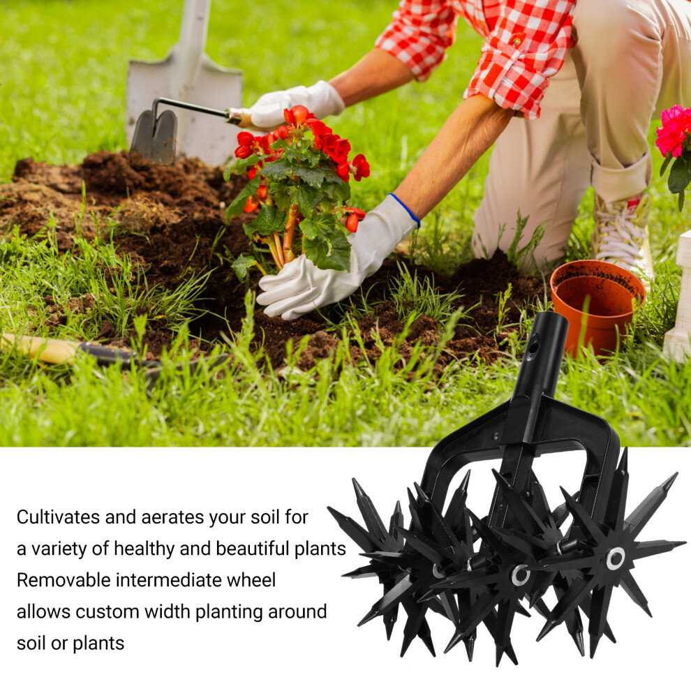 Hand Held 2-In-1 Rotary Cultivator with Removable Tines for Garden Use.