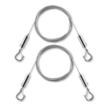 Wire Rope Adjustable Stainless Steel 2 M With Loop And Hook Pack Of 2 Picture Hanging Rope For Curtains Silver