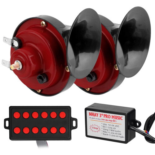 2 pezzi 12V Rosso clacson per auto a doppio tono 90x90mm, 110dB 2