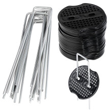 Ground Pegs for Weed Control Fabric 30-Piece Stainless Steel Pegs 30 Buffer Discs Anchors for Securing Ground Cover