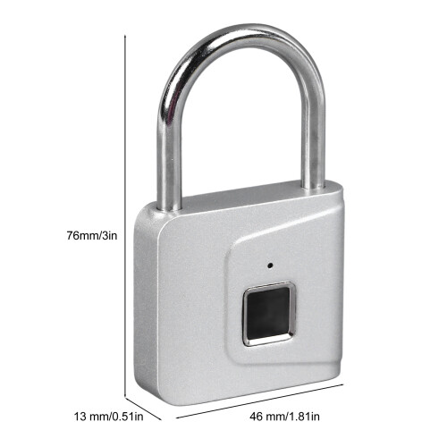 Lucchetto con impronta digitale 180 mAh 76x46x13 mm Argento 1