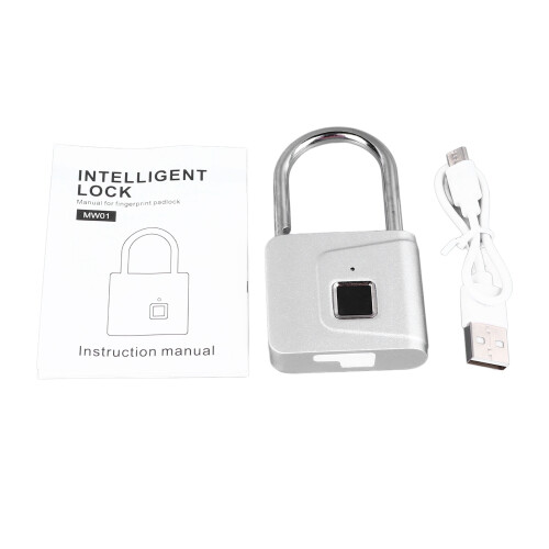 Lucchetto con impronta digitale 180 mAh 76x46x13 mm Argento 2