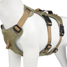 Harnais pour chien réfléchissant anti-traction S-XL : 4-45 kg kaki