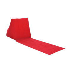 Inflatable Back Cushion Portable Beach Lounger Wedge Shape Backrest Flocking Outdoor Camping Waterproof Foldable Red