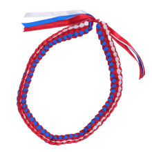 120CM Handgefertigtes Abschlussribbon-Lei für Zeremonien, Rot/Blau/Weiß