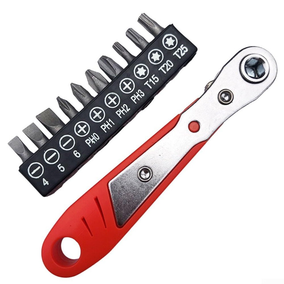 Innovative Hex Ratchet Wrench (14 Inch) Complete With Ten-Piece Bit Set For Home Maintenance 6276012252384