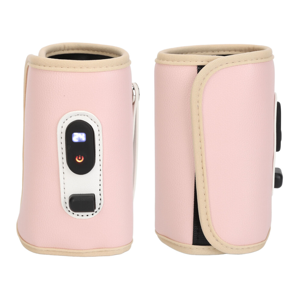 Pink Milk Bottle Warmer Bag with LCD, 5-Speed Temp, Waterproof