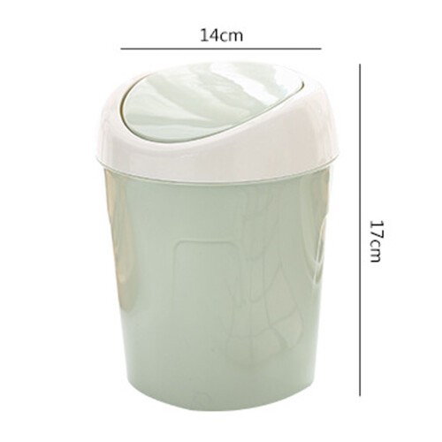 Mini basurero de escritorio de plástico con tapa abatible verde 1