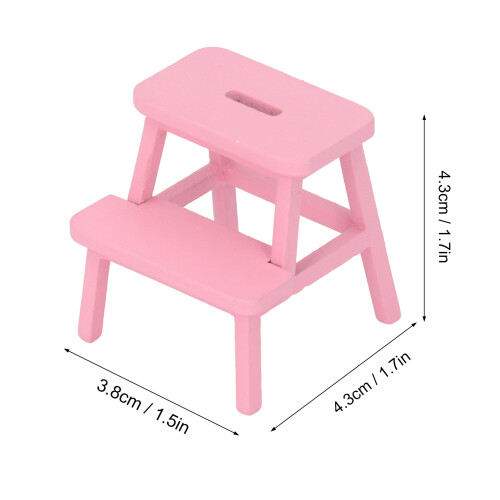 1:12 Tabouret miniature en bois rose 3,8  4,3  4,3 cm 1