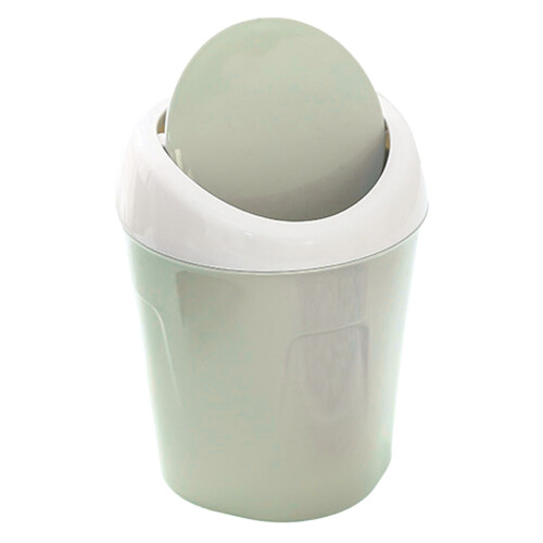 Mini basurero de escritorio de plástico con tapa abatible verde