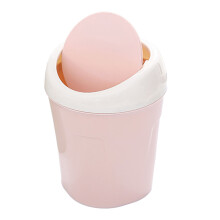 S Poubelle de bureau en plastique rose avec couvercle basculant