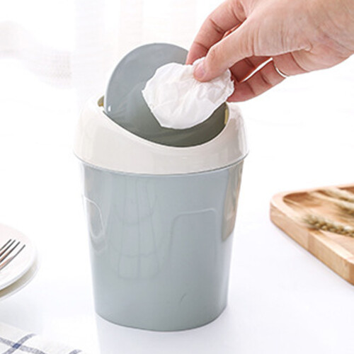 Cestino da tavolo blu, mini, con coperchio a battente