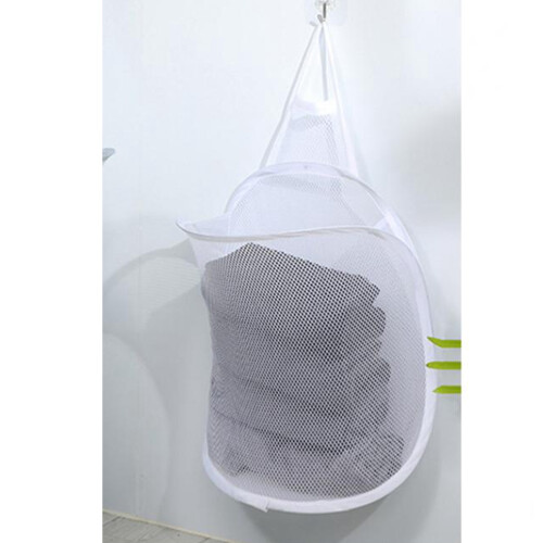 Cesto per bucato appeso pieghevole 4029,5 cm bianco 2