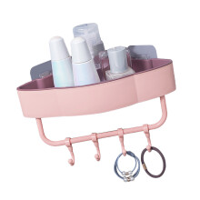 Mensola angolare in plastica rosa, 1 ripiano, da parete