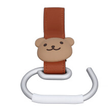 Gancio per passeggino in pelle marrone CartoonBear 16cm x 9cm
