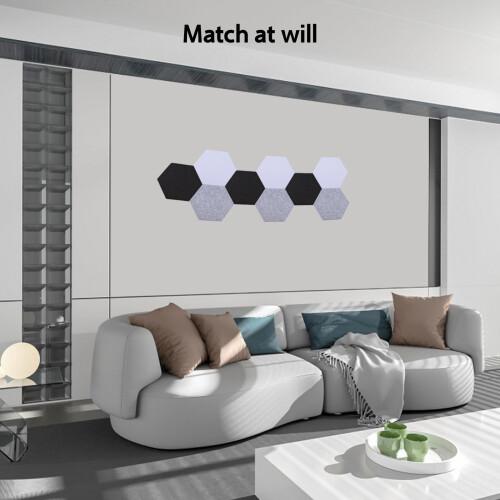 Pack de 12 paneles hexagonales 11.8x10.2x0.4 pulgadas Blanco/Gris 1