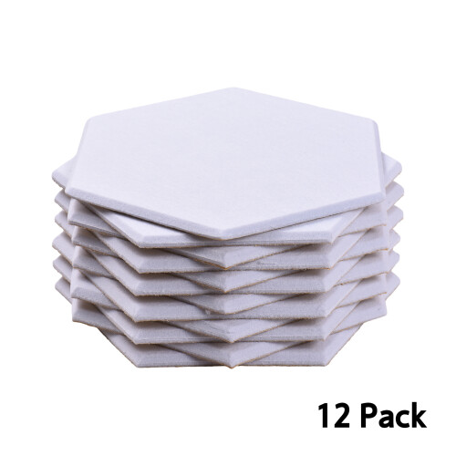 Pack de 12 paneles hexagonales 11.8x10.2x0.4 pulgadas Blanco/Gris 2