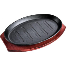 Cast Iron Steak Pan, 10-Inch Grill Pan, Nonstick Multifunction Grill Pan, Bamboo Boards Set, Home Teppanyaki