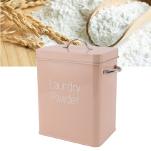 Metal Laundry Powder Container with Dual Handles, Pink, 20x16x11.7cm