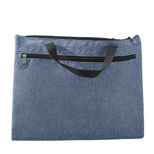 Porte-documents à fermeture éclair, grande capacité, 38  30  2 cm, bleu marine