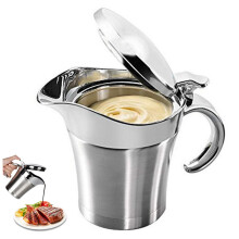 Sauce Boat Insulated 15oz Stainless Steel Double-Walled Warmer With Lid For Dinner Parties Restaurants Christmas