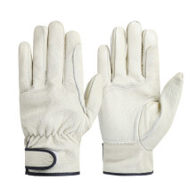 Welding Protective Equipment Leather Welding Gloves, Fire-Resistant, White, Size L, For Manufacturers, Welders, DIYers