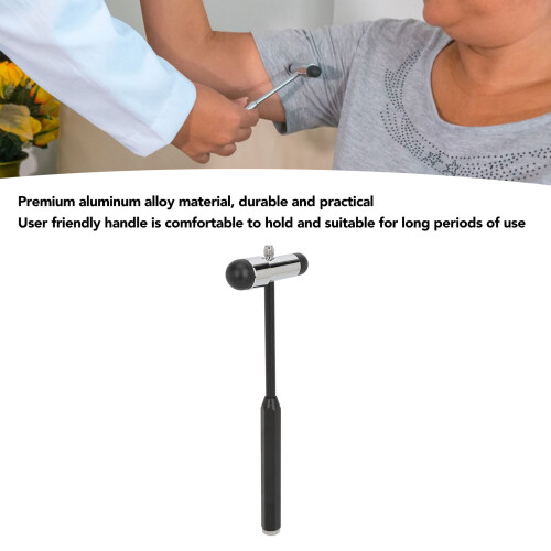 Professional Reflex Hammer Black Aluminum Alloy for Neurology Testing 2