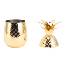 Cocktail-Shaker Ananasform Edelstahl poliert, glatte Oberfläche, 500 ml, für die Hausbar, Gold