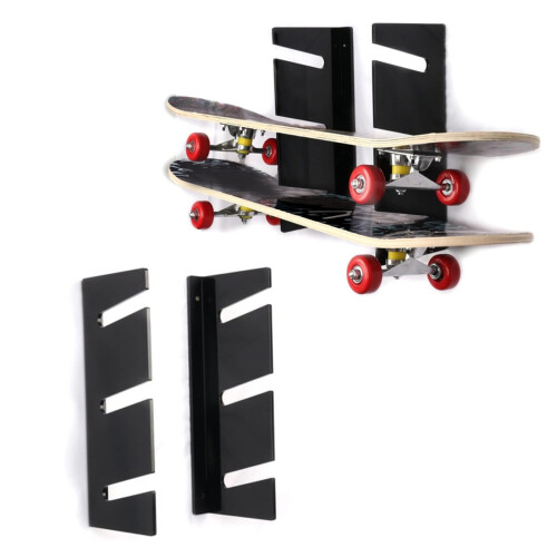 Scaffale per skateboard in acrilico trasparente, a 3 livelli, da parete.
