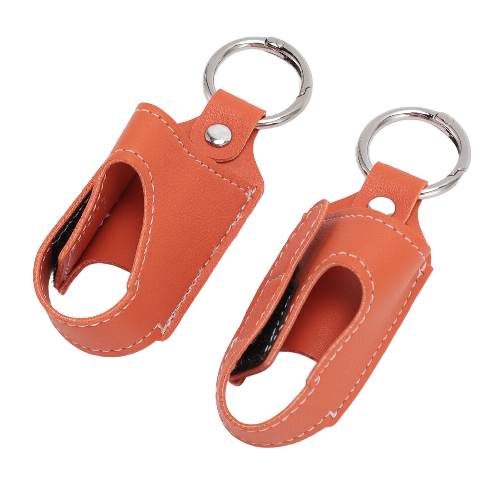 2pcs Orange PU Leather Inhaler Carrying Holder with Clasp & Carabiner